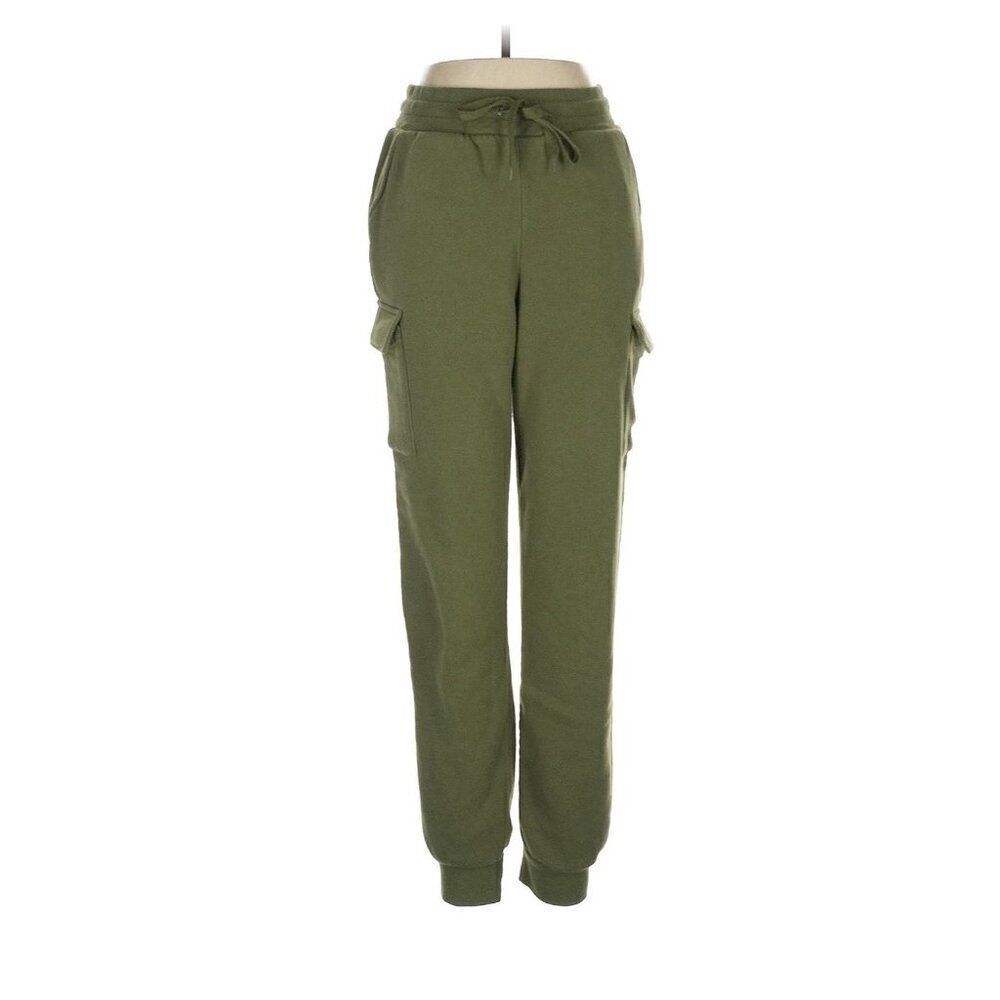 Better Together New High Rise Solid Olive Green Sweat Cargo Pants Small